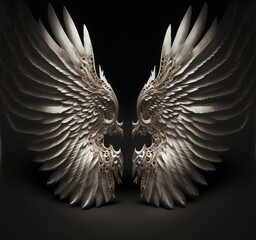 silver glowing fantasy wings. 