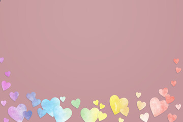 Background with rainbow hearts. Valentine's day LGBT.