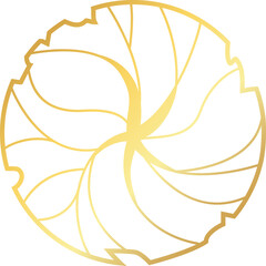 Golden tree, plant top view. Element for design logo, project. Tree set for architectural, landscape design. Gold graphic chic floral object