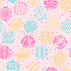 Unusual kimono swatch vector endless pattern. Circular shapes with fantasy patterns