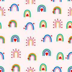 Colored rainbow seamless pattern in boho style for baby textile children kids decoration wallpaper nursery baby print
