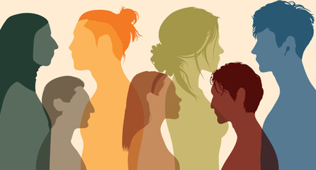 Friendship between international people. Teamwork and diverse business. Flat vector illustration