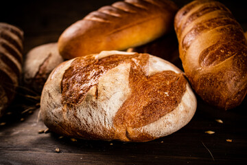 Different kinds of delicious bread. 
