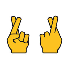Yellow Fingers Crossed Icon Design, Two Fingers Crossed Up Emoticon, Vector EPS Template 