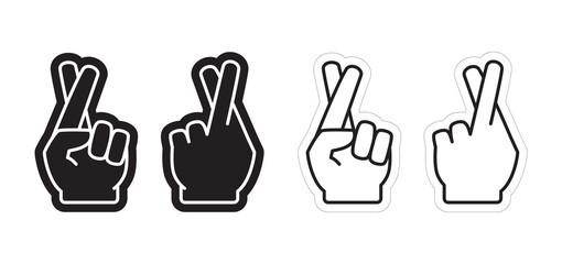 Fingers Crossed Foam Hand Design, Gesture Indicating Luck Icon, Vector EPS Template Isolated on White Background.