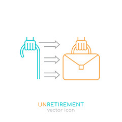 The unretirement icon. Back to work symbol. Graphic design.