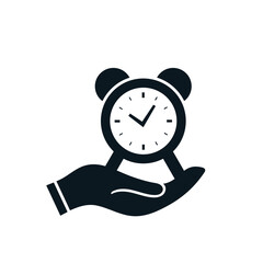 time is concept. One hand holding time clock. Time care logo icon.