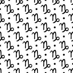 Vector seamless pattern with Capricorn, zodiac sign. Simple design for wrappings, textile, wallpaper and backgrounds.