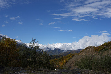 Fototapeta na wymiar Beautiful autumn mountain landscape of the Caucasus mountain range