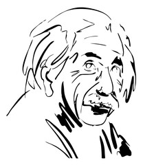 Male head, abstract portrait. Vector illustration of an old man, line art, quick sketch, minimalist