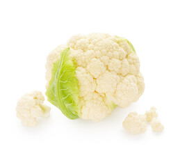 Cabbage cauliflower healthy food vegetable isolated on white background