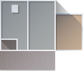 Building top view for landscape design.  Object for plan, map, City.  House, townhouse, condominium, residential, apartment, cottage, city house from above
