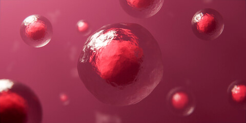 3d rendered abstract illustration of blood cells in a human artery