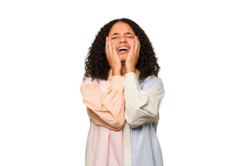 Young african american curly woman isolated whining and crying disconsolately.