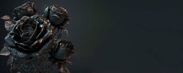 Fototapeta na wymiar black roses. Generative AI image.
