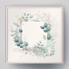 Foliage frame illustration light colour,pastel colour. Generative AI. 