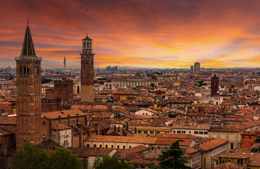 View of Verona on a sunset time