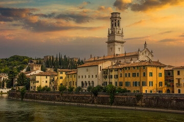 View of Verona on a sunset time
