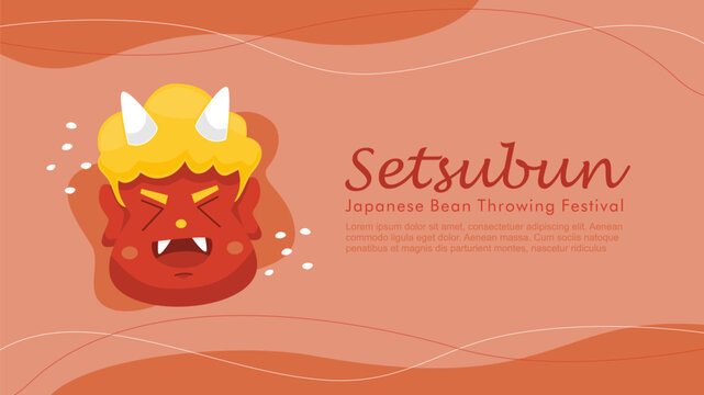 setsubun banner template japanese bean throwing festival