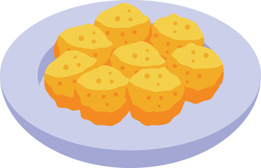 Croquette plate icon isometric vector. Cheese food. Snack dish