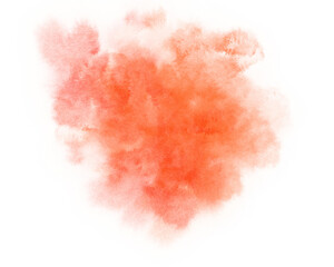 Fototapeta premium Watercolor splash. Abstract orange red stain watercolor isolated hand drawn print background.