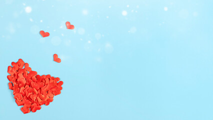 Concept of Valentine's Day, love. Red heart on a blue background