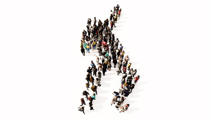 Concept or conceptual large community of people forming the image of a weight throwing athlete on white background. A 3d illustration metaphor for training, competition, sport, power and strenght