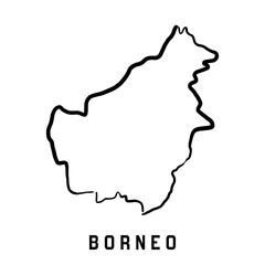 Obraz premium Borneo island simple outline vector map