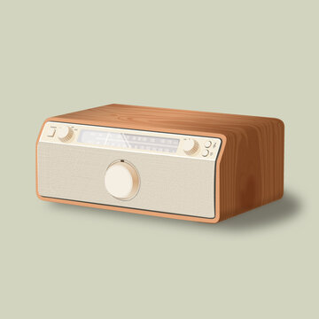 Wood radio vintage - vector AI