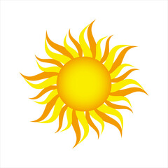 Sun on a White Background. Summer Card Vector Illustration. Sun Flat Style. Sunrise and Sunset. Summer Design for Cards, Posters, Banners