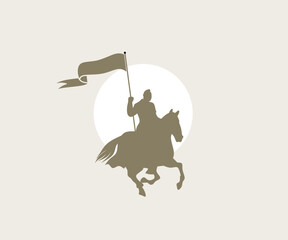 Logo of the kudan riding warrior carrying the flag