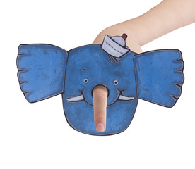Elefante de mano  para niños. Children's hand elephant.