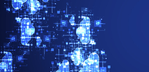 Obraz premium Social media vector background. Network concept with abstract clouds on it.