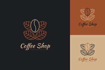 Set of coffee shop logo vector design templates with different color styles