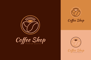 Set of coffee shop logo vector design templates with different color styles