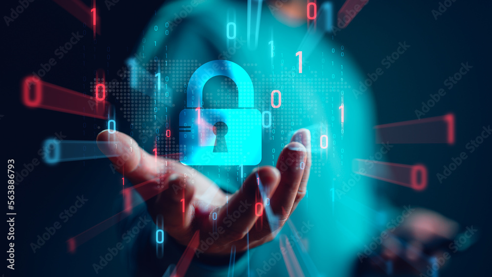Aufkleber Internet network security, user privacy security and encryption, secure internet access Future technology and cybernetics, Cyber Security Data Protection, Business Technology Privacy concept.
