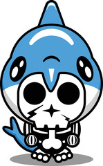 vector illustration of mascot costume cartoon character animal man dolphin cute skull