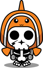vector illustration of mascot costume cartoon character animal man fish clown cute skull