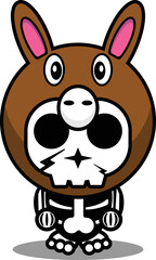 vector illustration of mascot costume cartoon character animal man kangoroo cute skull