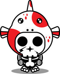 vector illustration of mascot costume cartoon character animal man koi fish cute skull