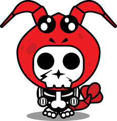vector illustration of mascot costume cartoon character animal man lobster cute skull