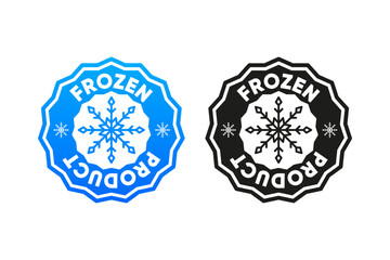 Keep Frozen Product. Food package label. Fresh frozen product, snowflake badge. Keep Frozen concept. Storage in refrigerator and freezer. Vector illustration.