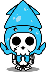 vector illustration of mascot costume cartoon character animal man 
squid cute skull
