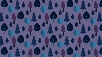 seamless pattern with trees, dark mode background