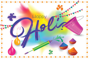 illustration of colorful Happy Holi background card design for color festival of India celebration greetings