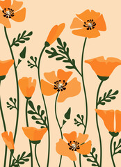 California poppy background.Eps 10 vector.