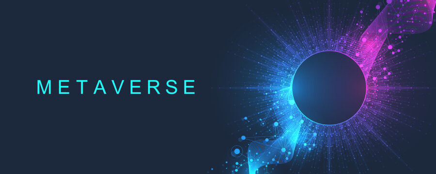 Virtual global internet connection metaverse with a new experience in metaverse virtual reality technology. Metaverse digital world smart futuristic interface technology background, futuristic vector