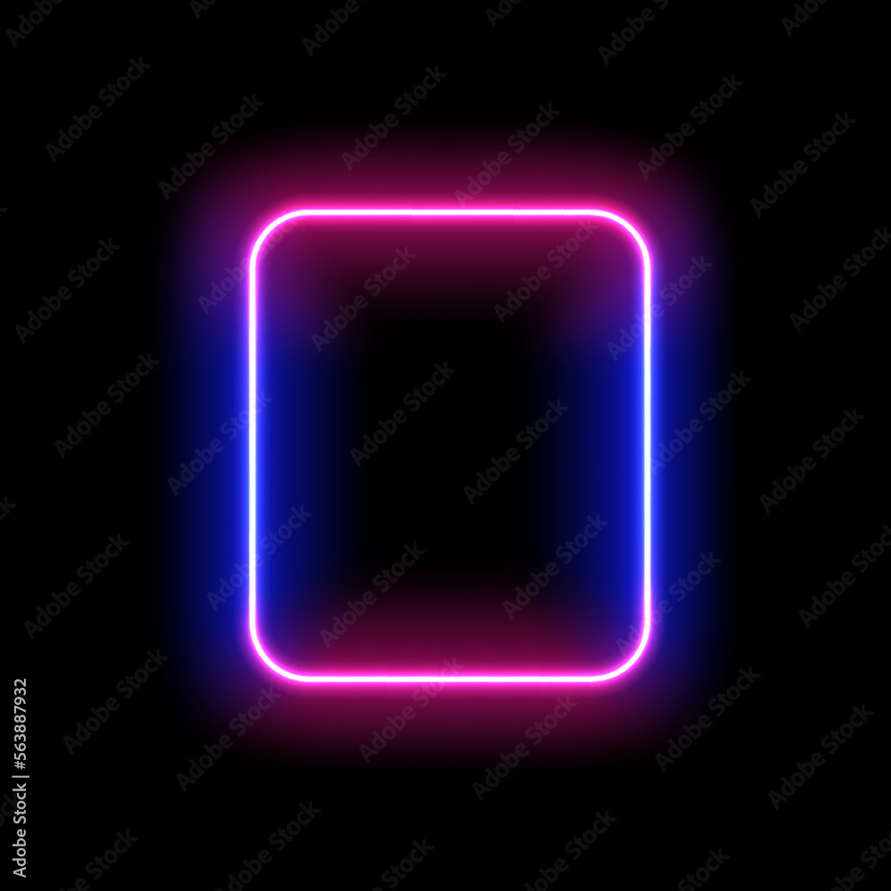 Poster neon frame square shaped border for copy space, banner for highlight. vintage or retro glowing sign 
