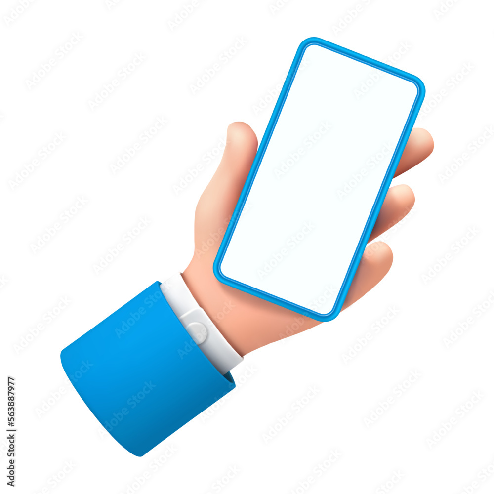 Aufkleber smartphone with empty screen in hand, isolated person with gadget. display with copy space, mockup f