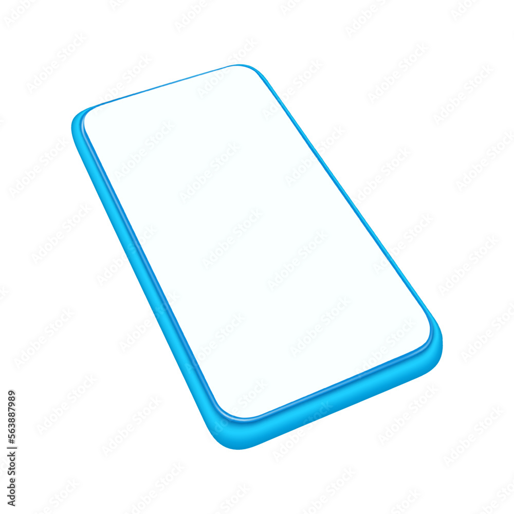 Poster Phone presentation, isolated smartphone with empty screen for mockup or advertisement. Gadget with copy space on display. Vector illustration, 3d style